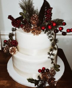 Christmas themed wedding cake
