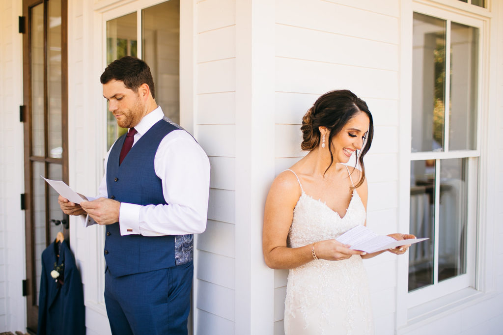 bride and groom letter reading